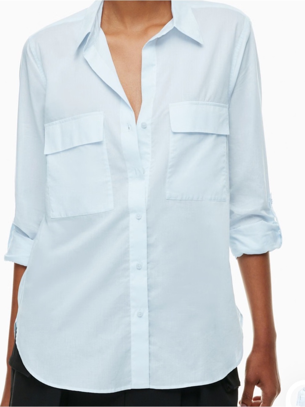 Babaton NWT SMALL Utility Shirt Light Blue Button Down Long Sleeve